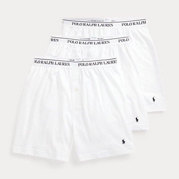 Polo Ralph Lauren PRL Three Pack Classic Fit Cotton Knit Boxers White 3 - Picture 1 of 4